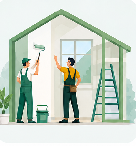 Ilustración de remodelación y pintura